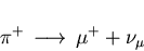 \begin{displaymath}\pi^{+} \, \longrightarrow \, \mu^{+} + \nu_{\mu}
\end{displaymath}