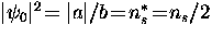 $\vert \psi_0 \vert^2 \! = \vert a\vert/b \! = \! n_s^* \! = \! n_s/2$