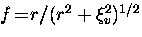 $f \! = \! r / (r^2 + \xi_v^2)^{1/2}$