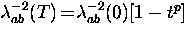 $\lambda_{ab}^{-2} (T) \! = \! \lambda_{ab}^{-2} (0) [1-t^p]$