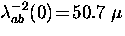$\lambda_{ab}^{-2} (0) \! = \! 50.7~\mu$