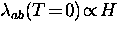 $\lambda_{ab} (T \! = \! 0) \! \propto \! H$